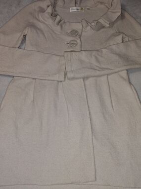 Anthropologie Charlie & Robin Cream Ruffle Neck Dress Cottagecore M